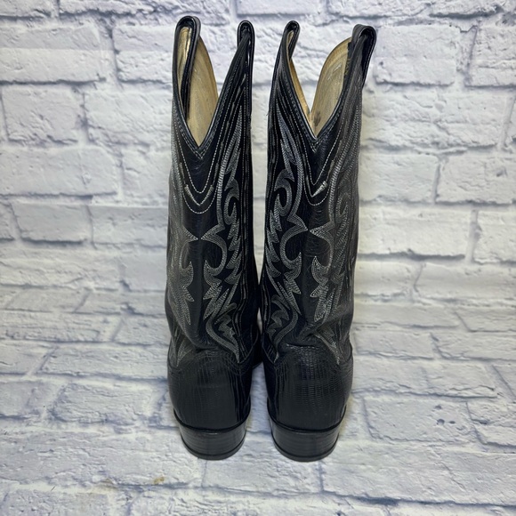 Dan Post Men's Exotic Black Lizard Western Cowboy boots size 8D 16830 Vintage - Picture 6 of 16